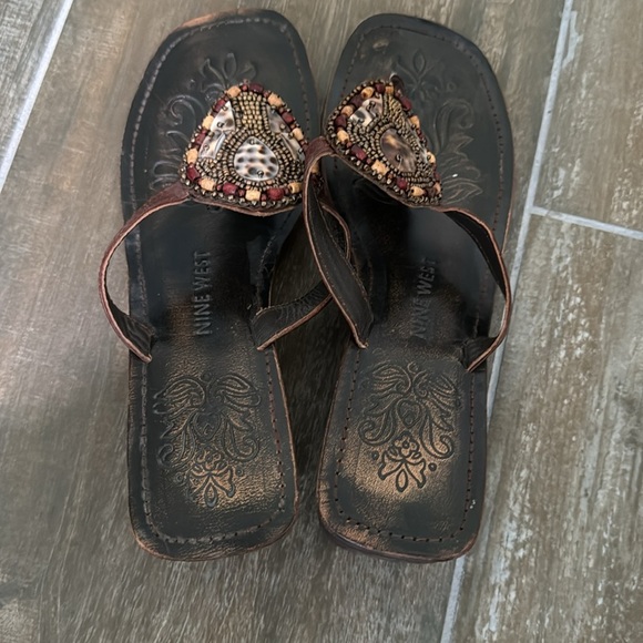 Nine West unique wooden sandals size 7 - Picture 4 of 10